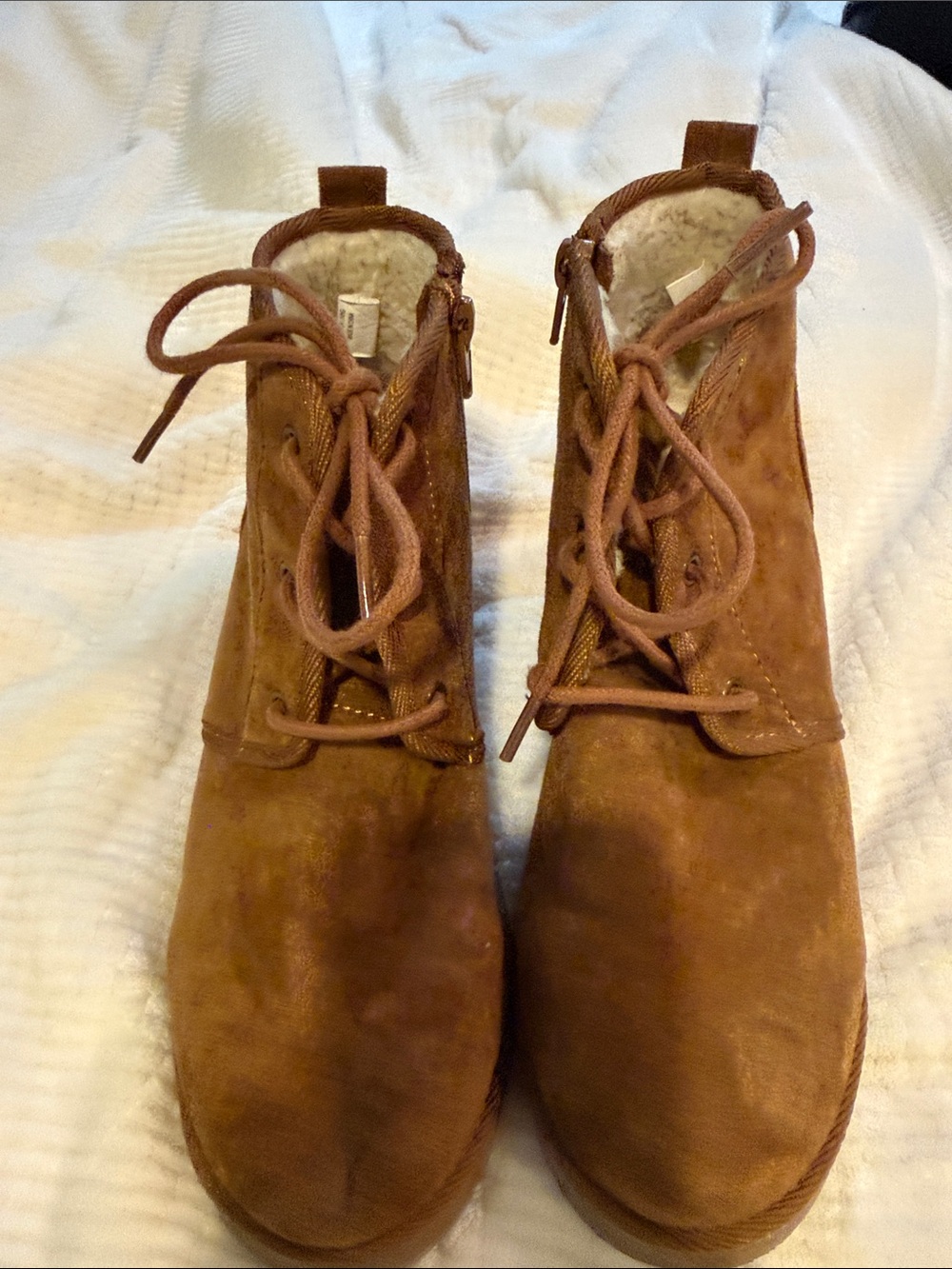 Brown Suede Lace-Up platform Boots